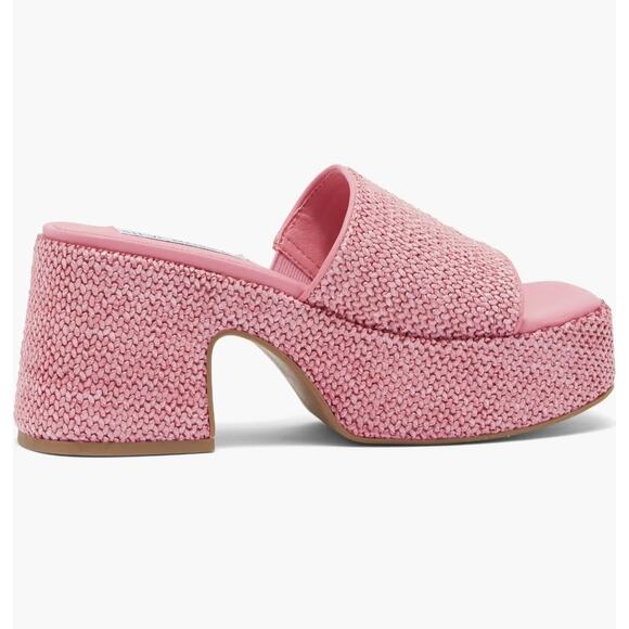Steve Madden Reign Platform Mule Pink Raffia Sz 8 - Picture 3 of 12